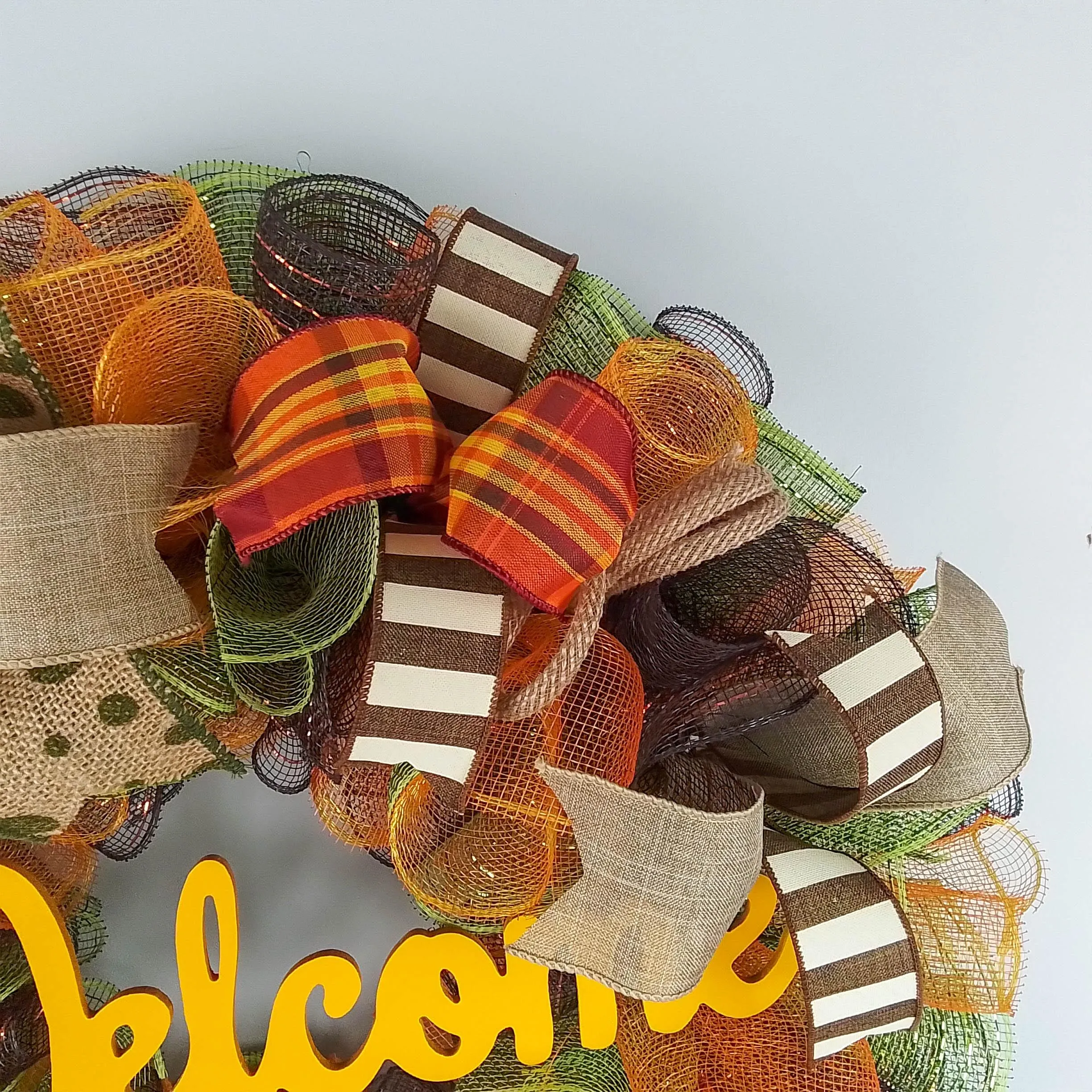 Welcome Fall Wreaths, Thanksgiving Front Door Wreath, Green, Brown : F1