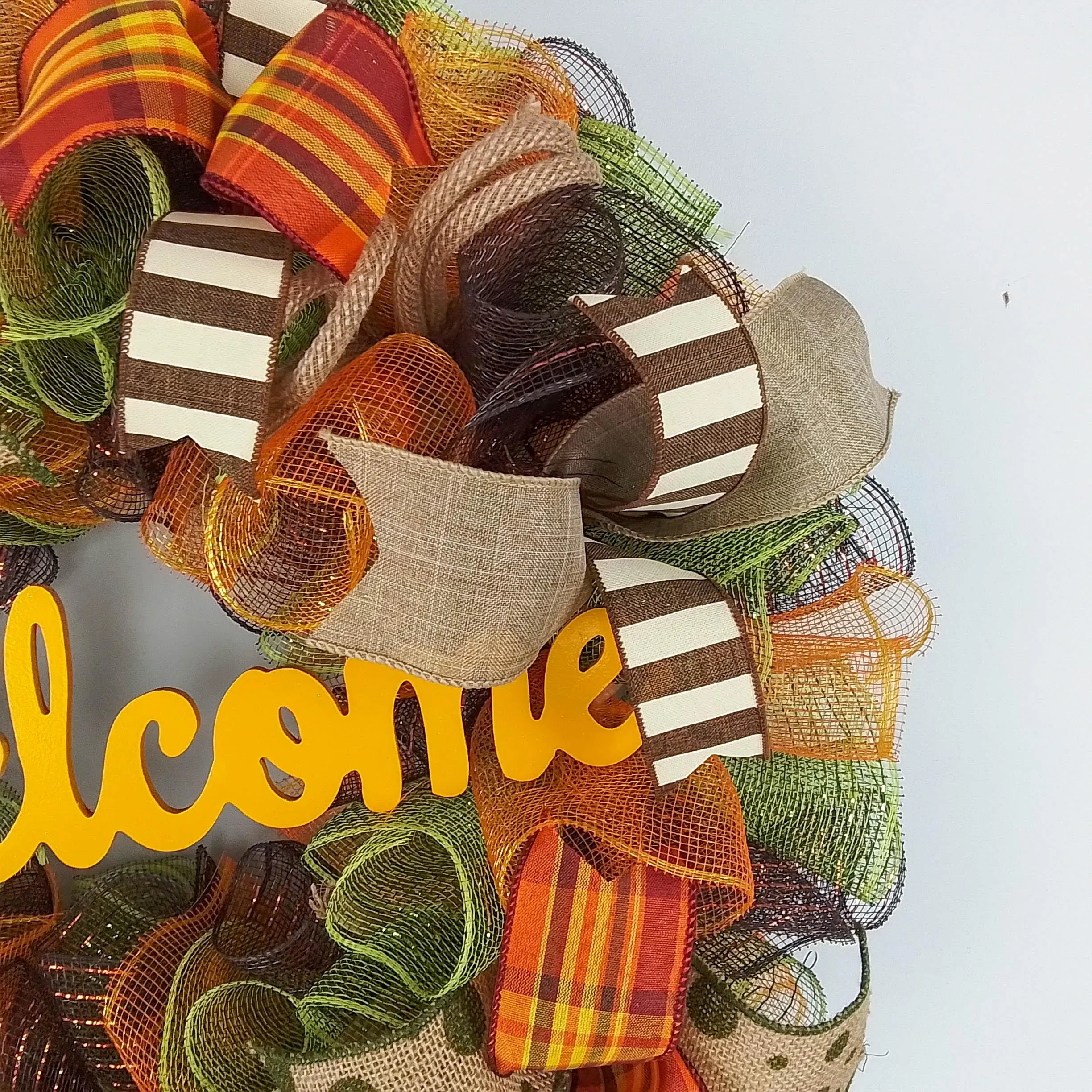 Welcome Fall Wreaths, Thanksgiving Front Door Wreath, Green, Brown : F1