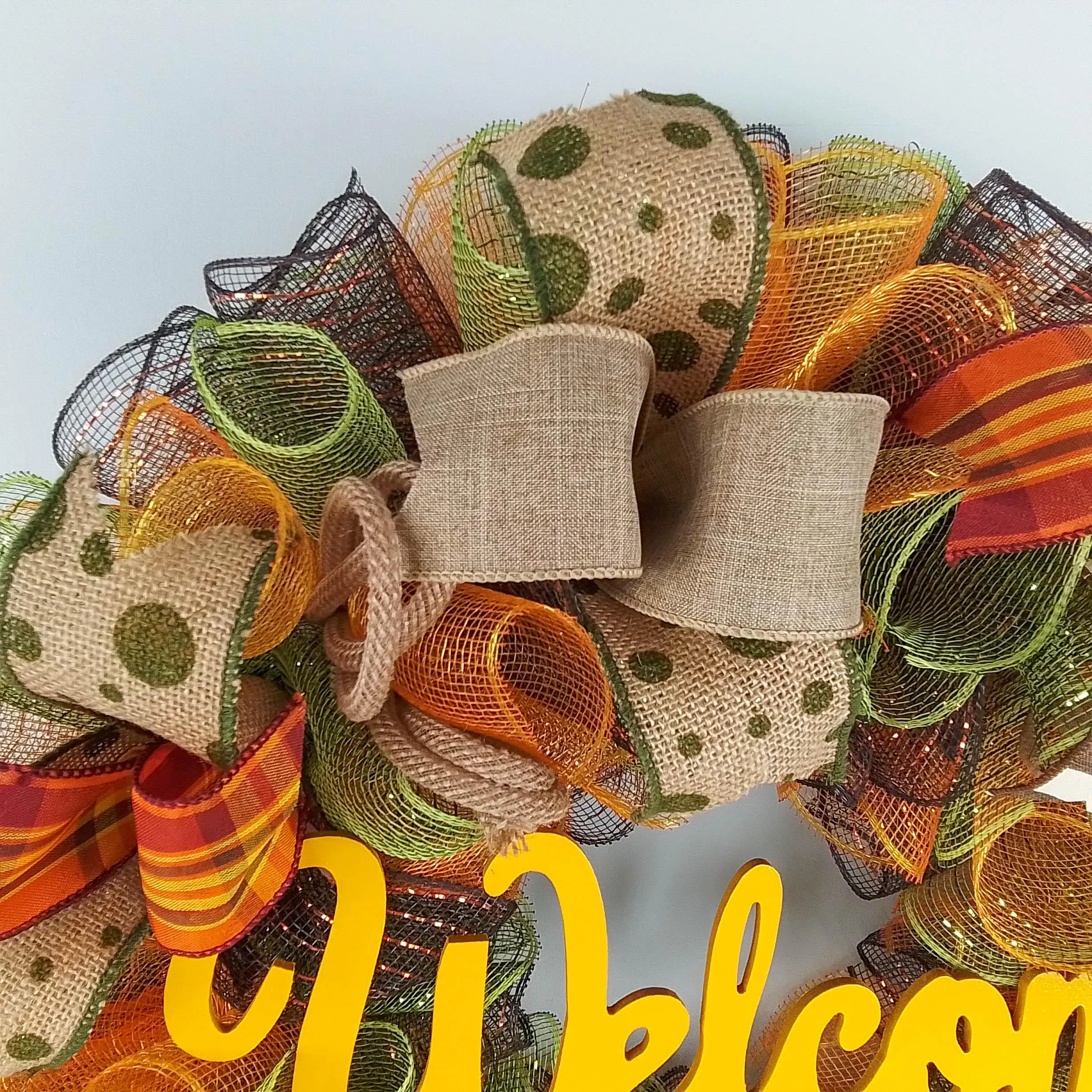 Welcome Fall Wreaths, Thanksgiving Front Door Wreath, Green, Brown : F1
