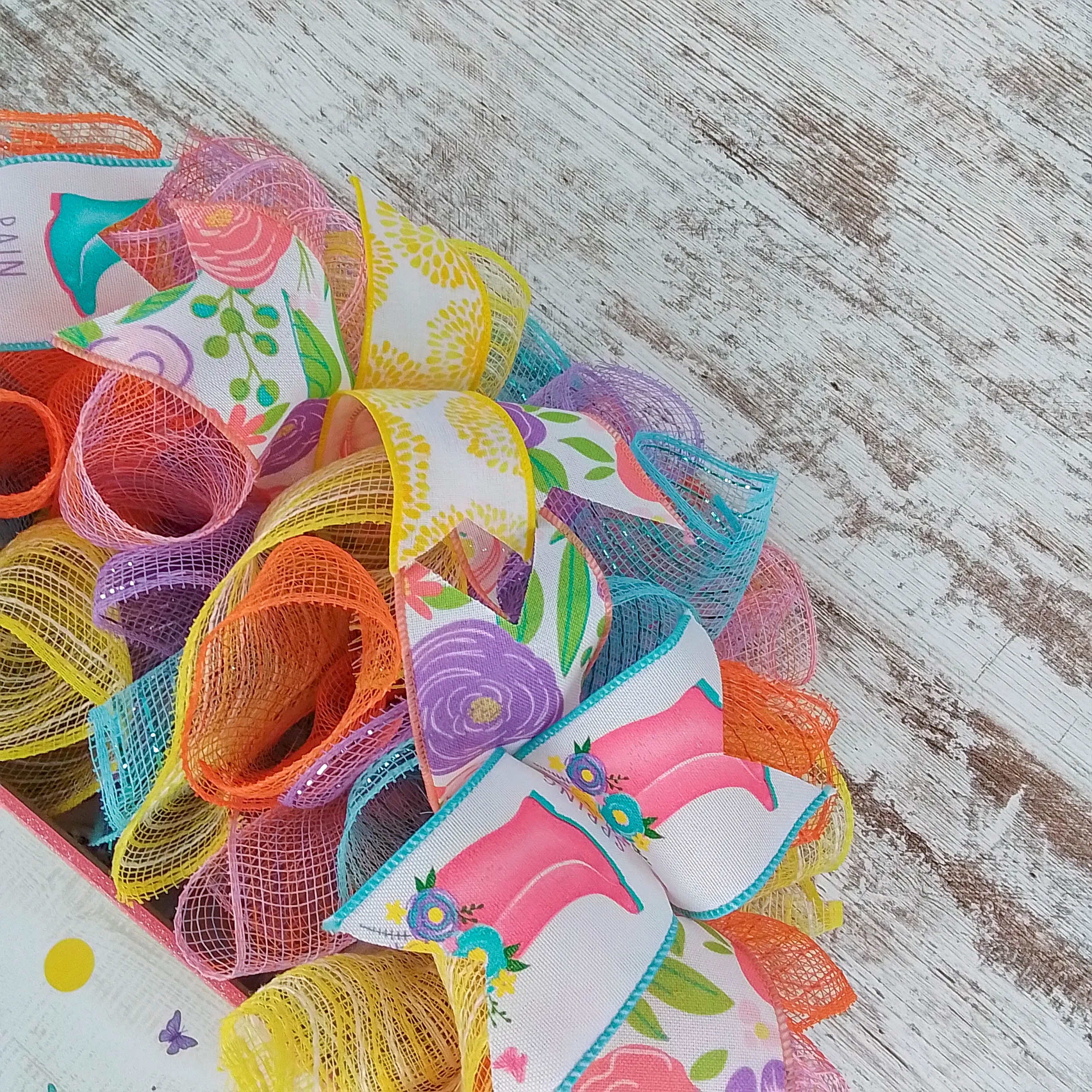 Welcome Rainboot Wreath - Spring Door Wreaths - Turquoise Yellow Coral | Gift for Mom's Birthday