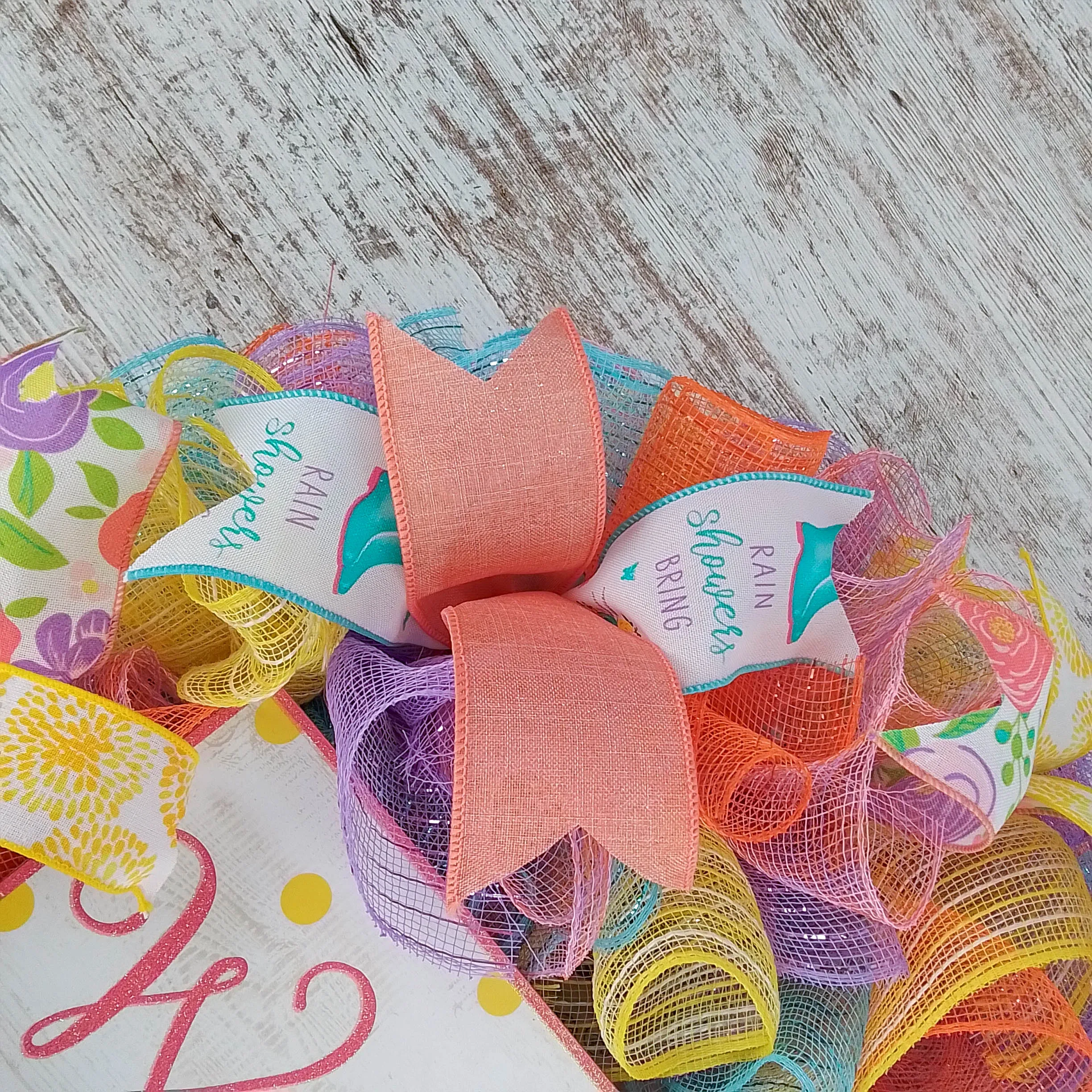 Welcome Rainboot Wreath - Spring Door Wreaths - Turquoise Yellow Coral | Gift for Mom's Birthday