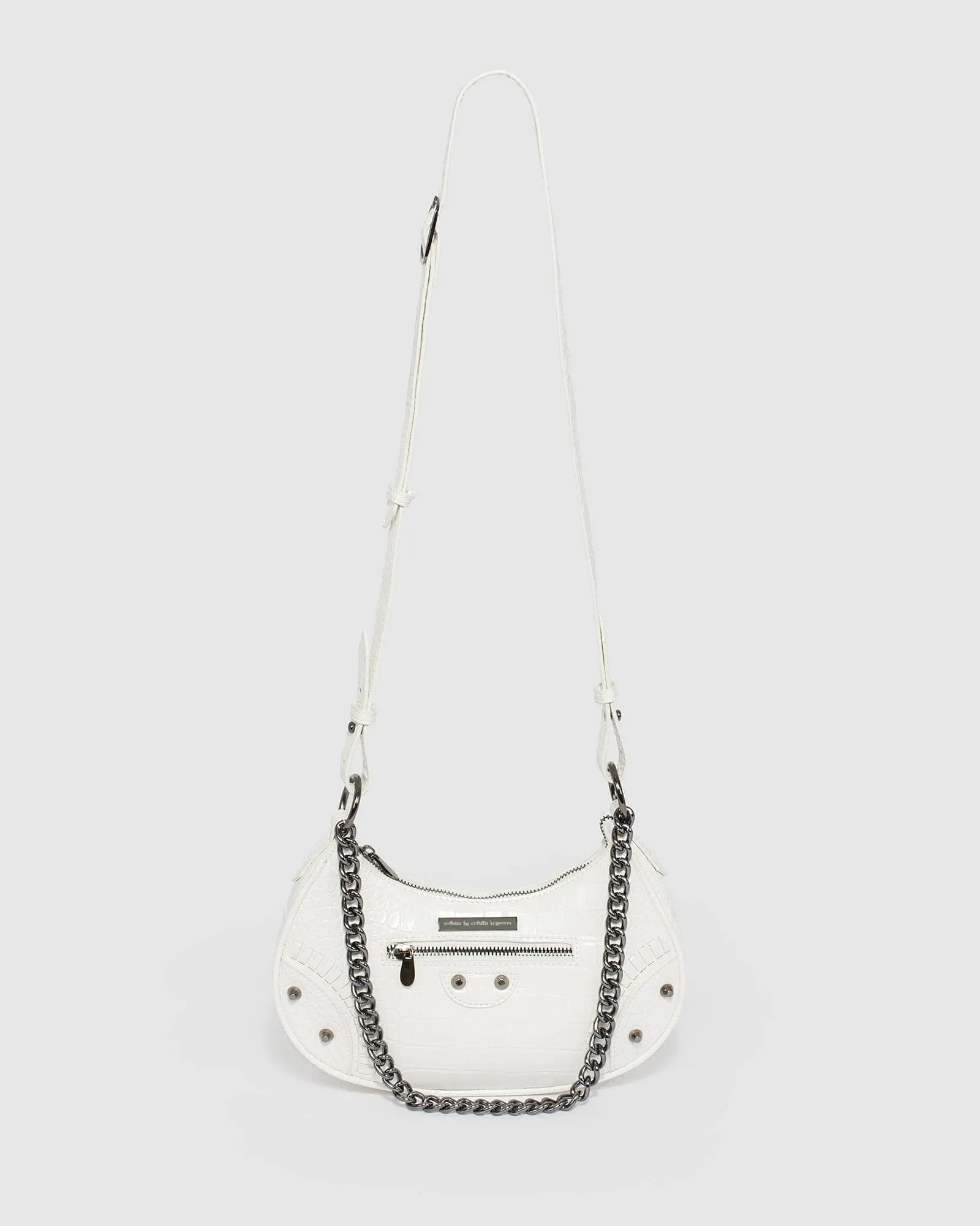 White Vanessa Stud Crossbody Bag
