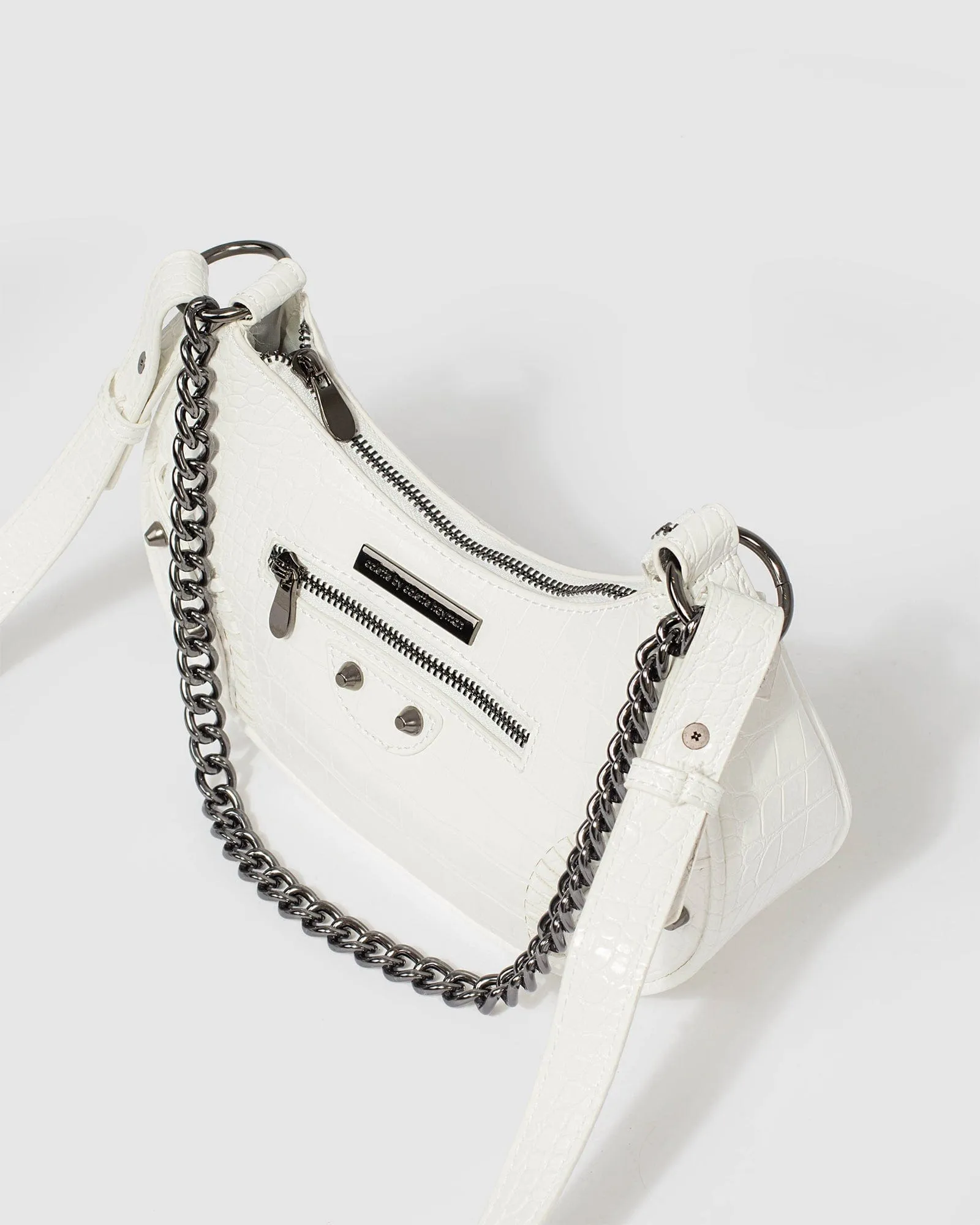 White Vanessa Stud Crossbody Bag