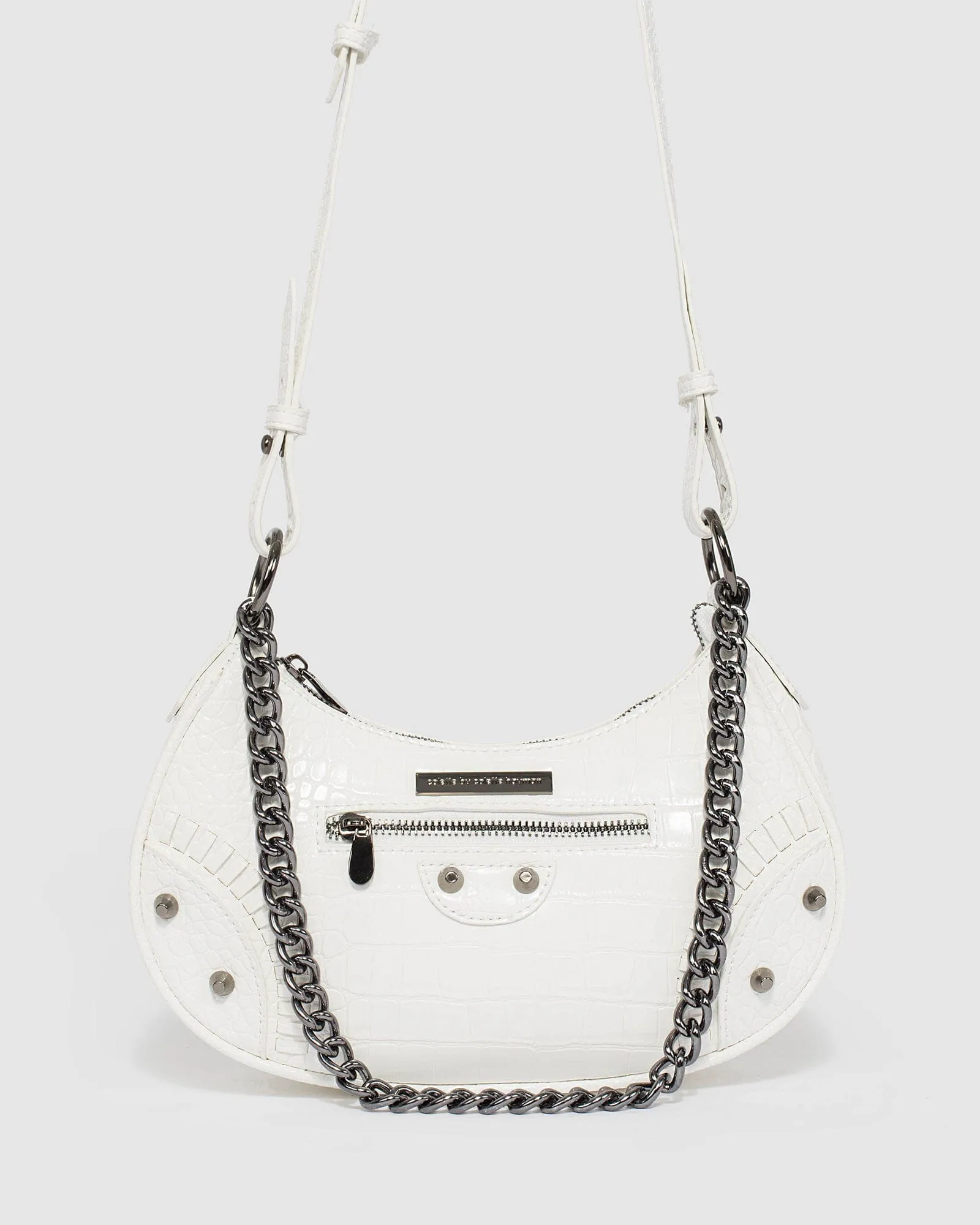 White Vanessa Stud Crossbody Bag