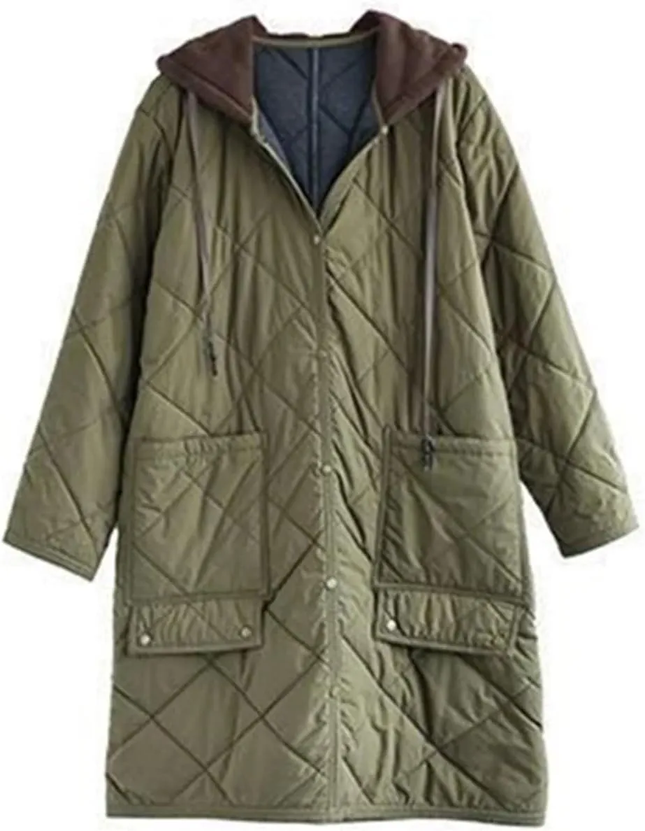 Winter Thick Long Parkas Casual Cotton Padded Singler Breasted Parcas Coats Loose Snow Wear