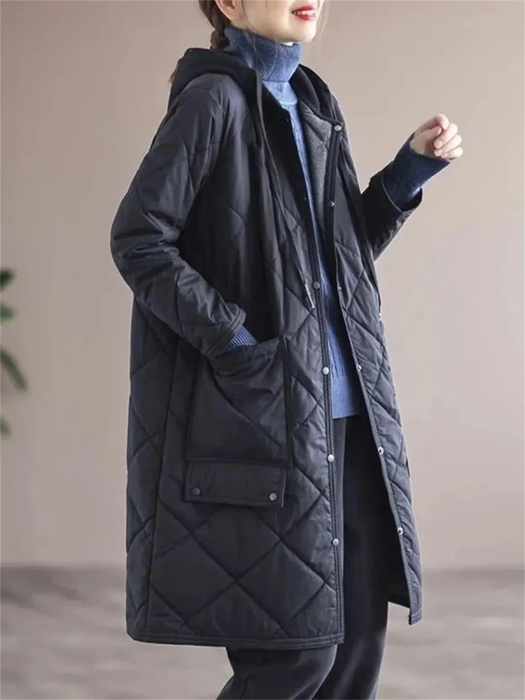 Winter Thick Long Parkas Casual Cotton Padded Singler Breasted Parcas Coats Loose Snow Wear