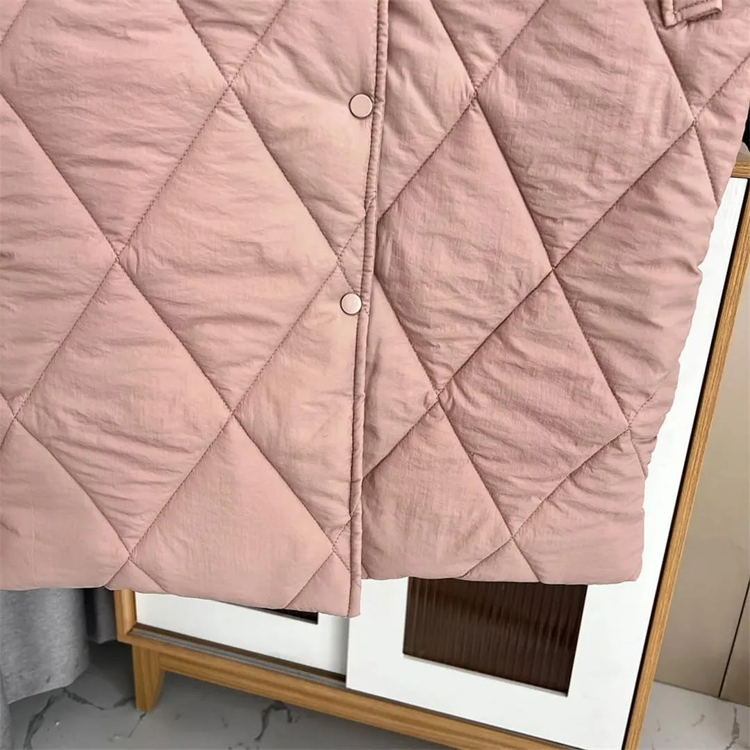 Women Autumn Winter Simple Block Color Long Cotton-Padded Coat Plus Size Warm Parkas