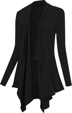Women Drape Open Front Cardigan Long Sleeve Irregular Hem Cardigans for Women