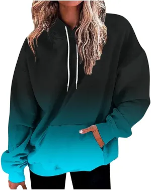 Women Gradient Color Oversized Hoodies Trendy 2024 Pullover Sweatshirts Comfort Sweatshirt Tops Fall Fashion Clothes