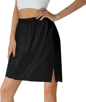 Women Half Slips Under Dress Lace Hem Elastic Waist Petticoat Underskirt Knee Length Midi Skirt plus Size Skater