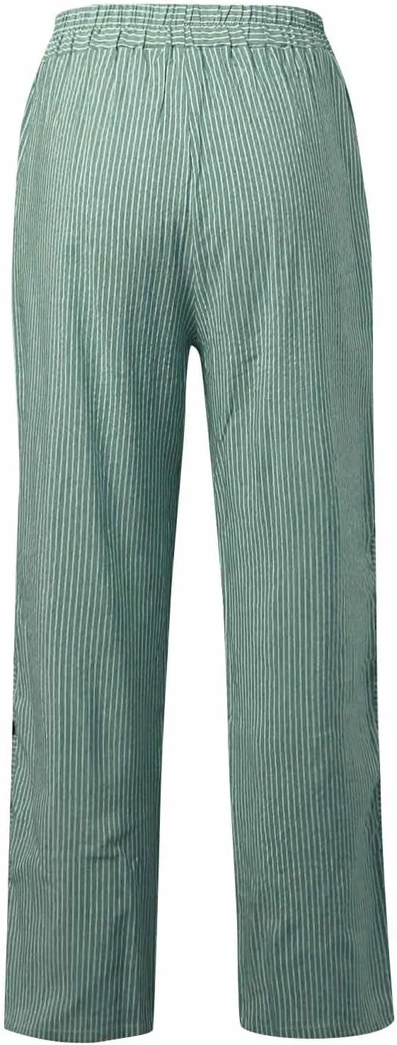 Women Linen Palazzo Pants Summer Boho Wide Leg High Waist Casual Lounge Pant Beach Travel Vacation Outfits