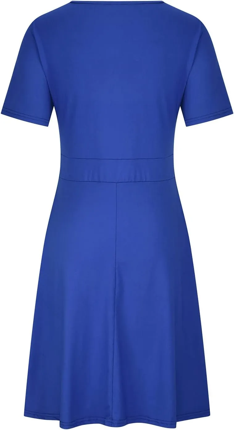 Women Oversized Summer Dresses, Sexy V Neck Short Sleeve A Line Sundress High Waisted Casual Midi Dresses Plus Size