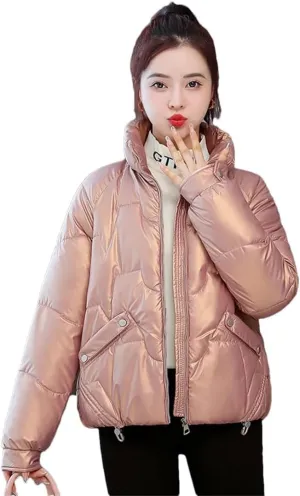 Women Parkas Long Sleeve Down Cotton Coat Parka Loose Cotton-Padded Jackets