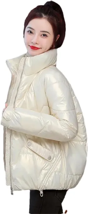 Women Parkas Long Sleeve Down Cotton Coat Parka Loose Cotton-Padded Jackets