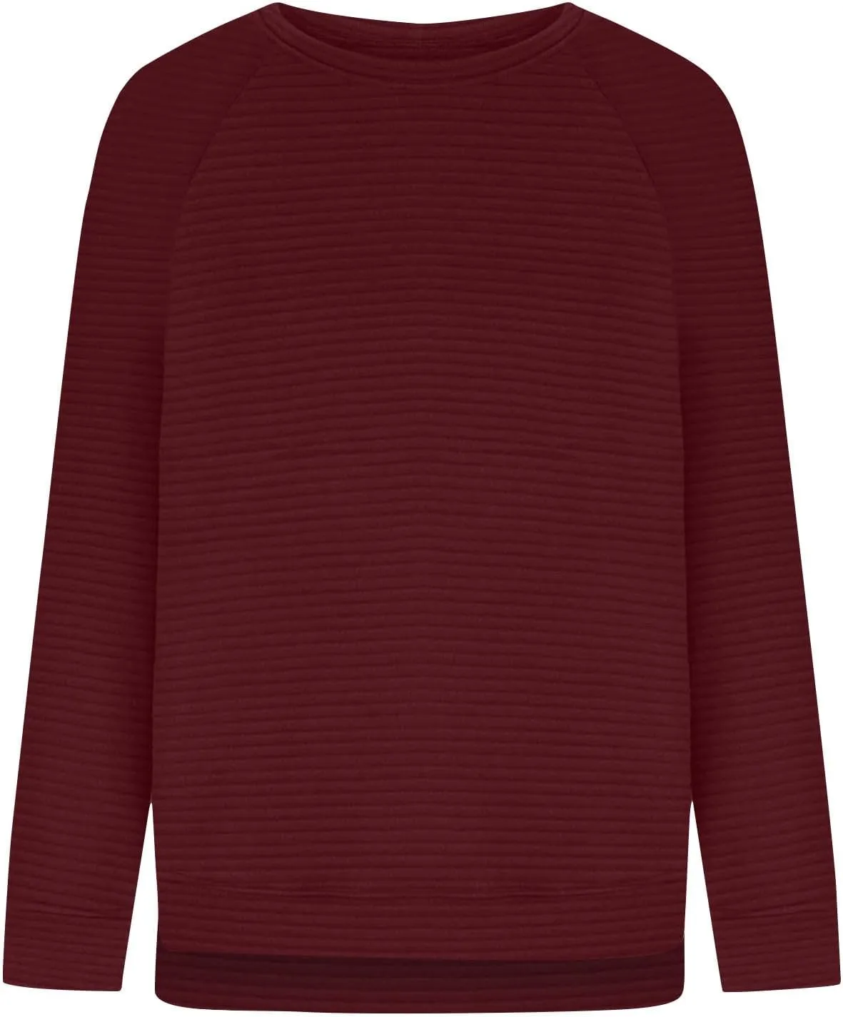 Women Sweatshirts Trendy Comfy Baggy Raglan Sleeve Crew Neck Blouses Shirts Solid Color Loose Fitting Lounge Tops
