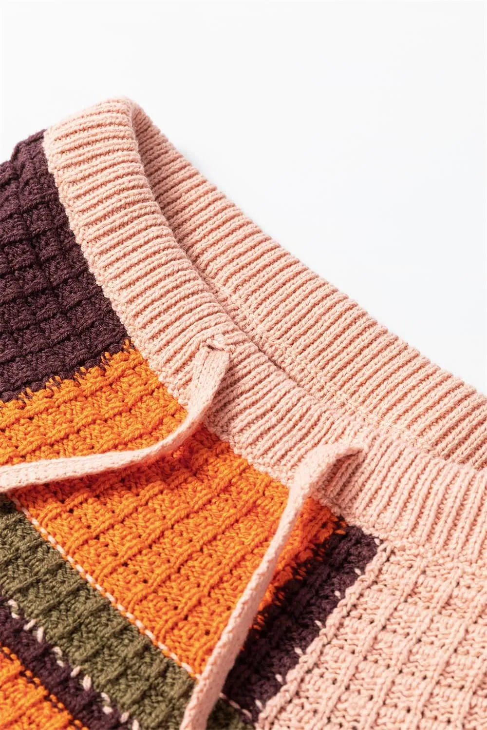 Women Waffle Knit Sweaters Casual Color Block Long Sleeve Oversize Comfy Hoodies Pullover Tops