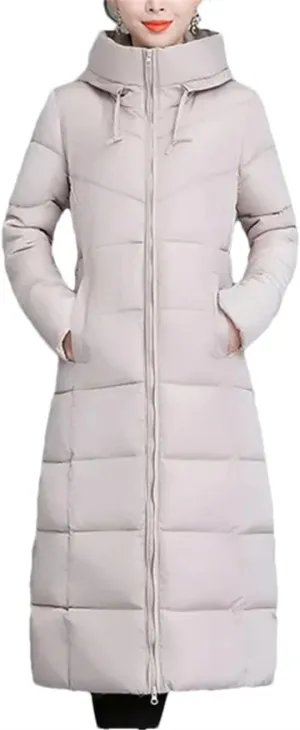 Women Warm Thicken Cotton Mid-Length Parkas Coat Winter Ladies Cotton Padded Jacket Hooded Parkas