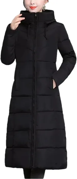 Women Warm Thicken Cotton Mid-Length Parkas Coat Winter Ladies Cotton Padded Jacket Hooded Parkas