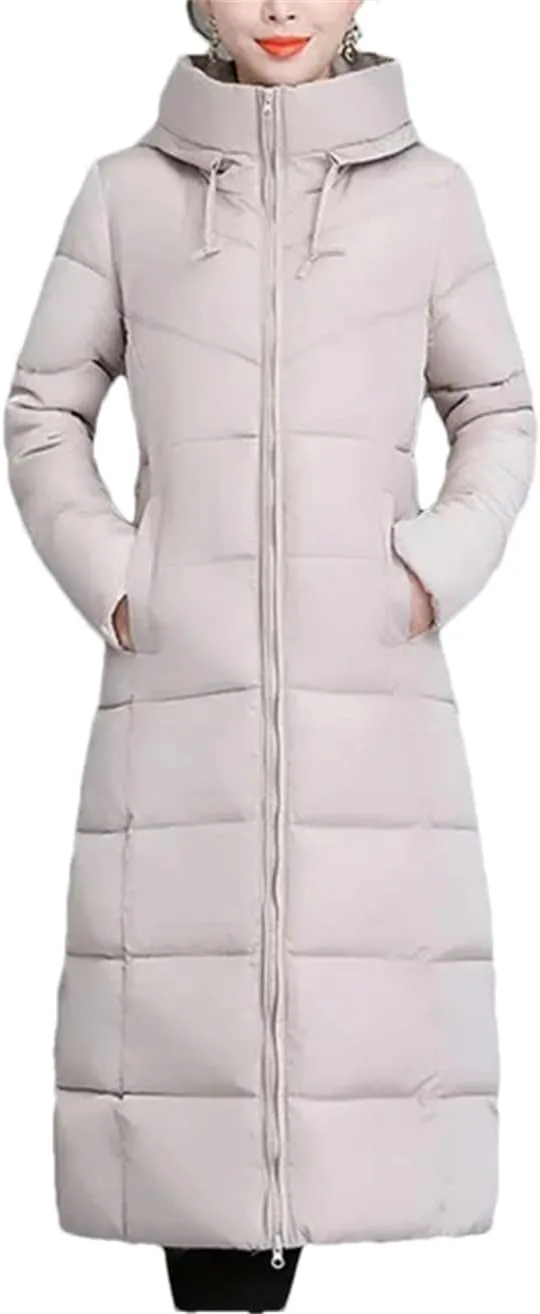 Women Warm Thicken Cotton Mid-Length Parkas Coat Winter Ladies Cotton Padded Jacket Hooded Parkas