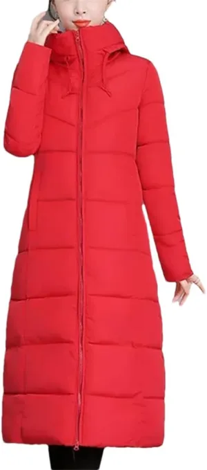 Women Warm Thicken Cotton Mid-Length Parkas Coat Winter Ladies Cotton Padded Jacket Hooded Parkas