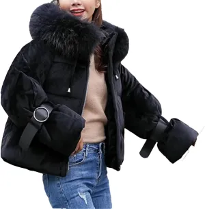 Women Winter Jacket Down Cotton Padded Coat Hooded Loose Clothes Korean Parkas