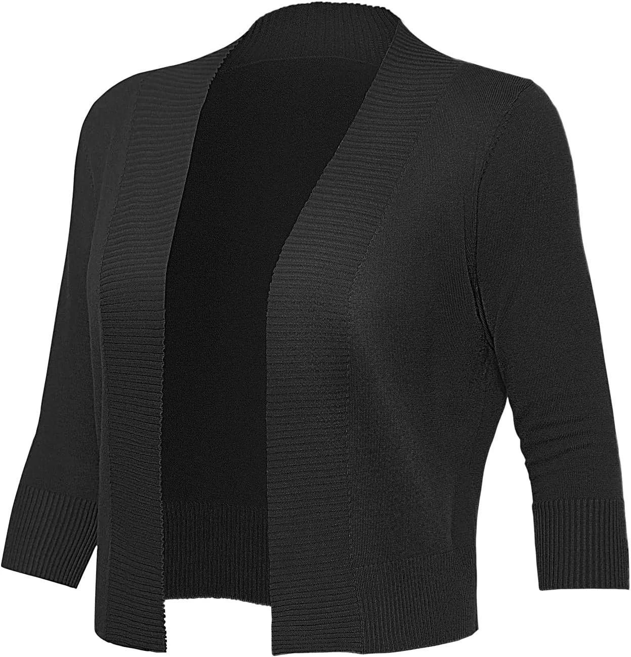 Women's 3/4 Sleeve Cropped Cardigan Sweaters Open Front Bolero Short Shrugs S-XL