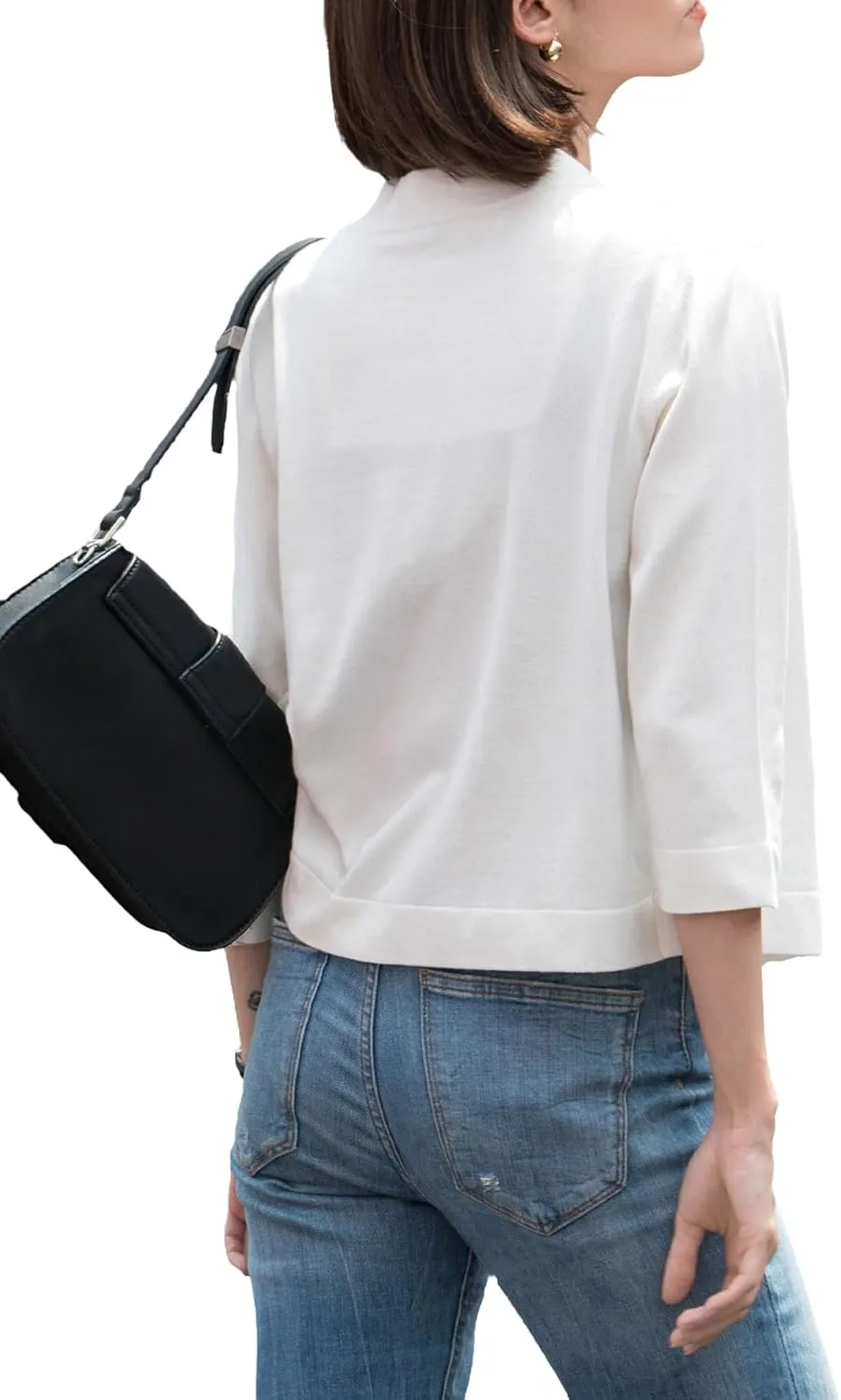 Women's 3/4 Sleeve Shrugs Sweaters Casual Lightweight Open Front Knitted Cardigans
