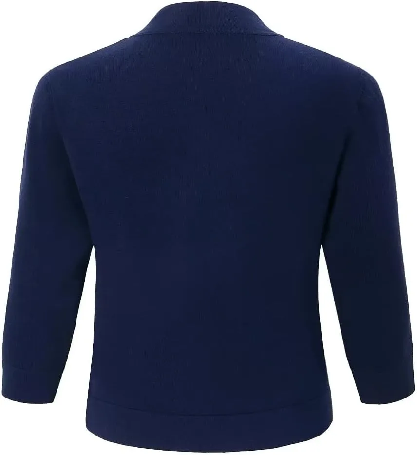 Women's 3/4 Sleeve Shrugs Sweaters Casual Lightweight Open Front Knitted Cardigans