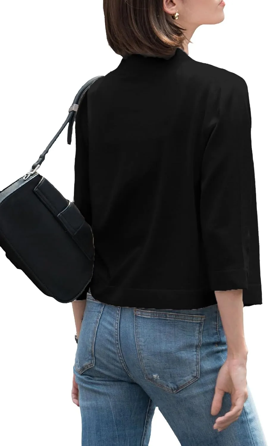 Women's 3/4 Sleeve Shrugs Sweaters Casual Lightweight Open Front Knitted Cardigans