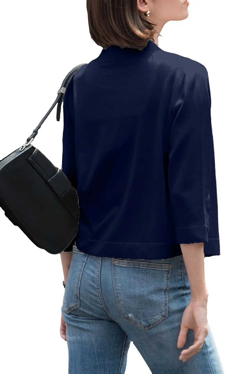 Women's 3/4 Sleeve Shrugs Sweaters Casual Lightweight Open Front Knitted Cardigans