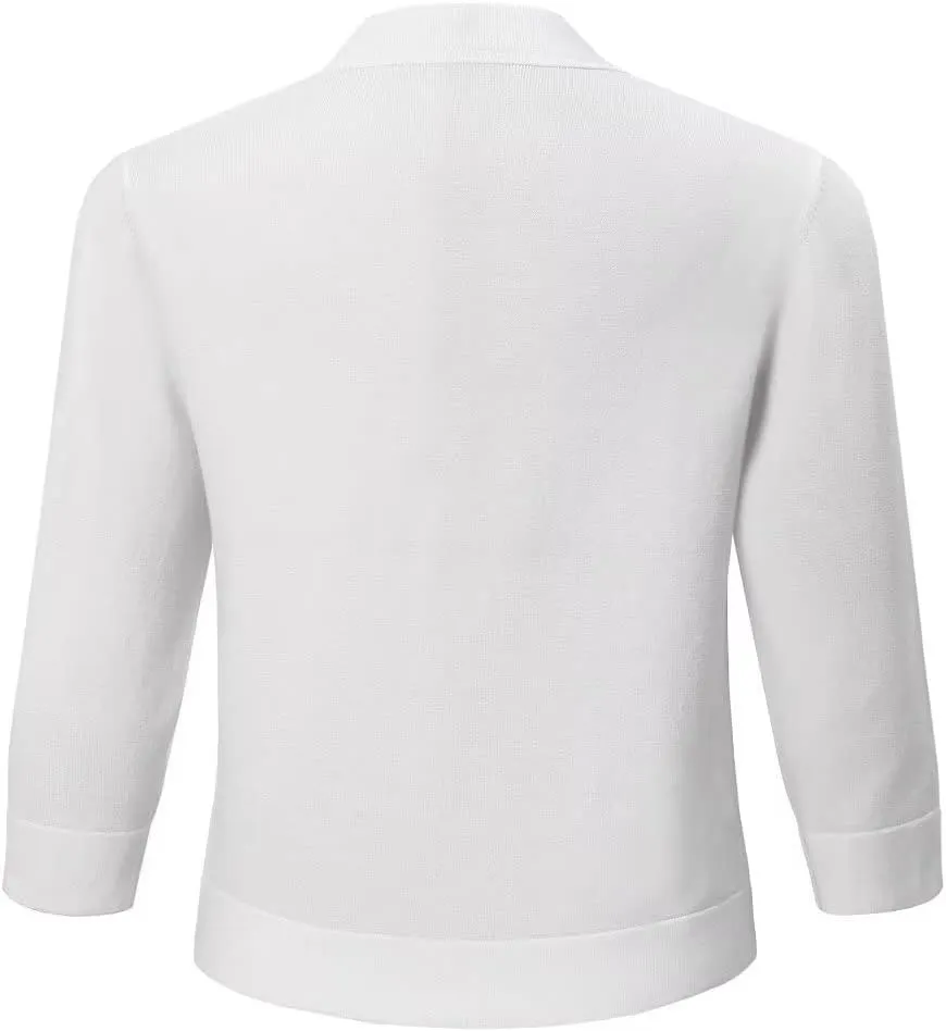 Women's 3/4 Sleeve Shrugs Sweaters Casual Lightweight Open Front Knitted Cardigans