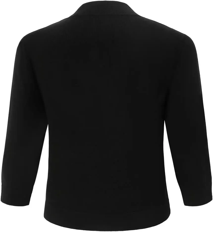 Women's 3/4 Sleeve Shrugs Sweaters Casual Lightweight Open Front Knitted Cardigans