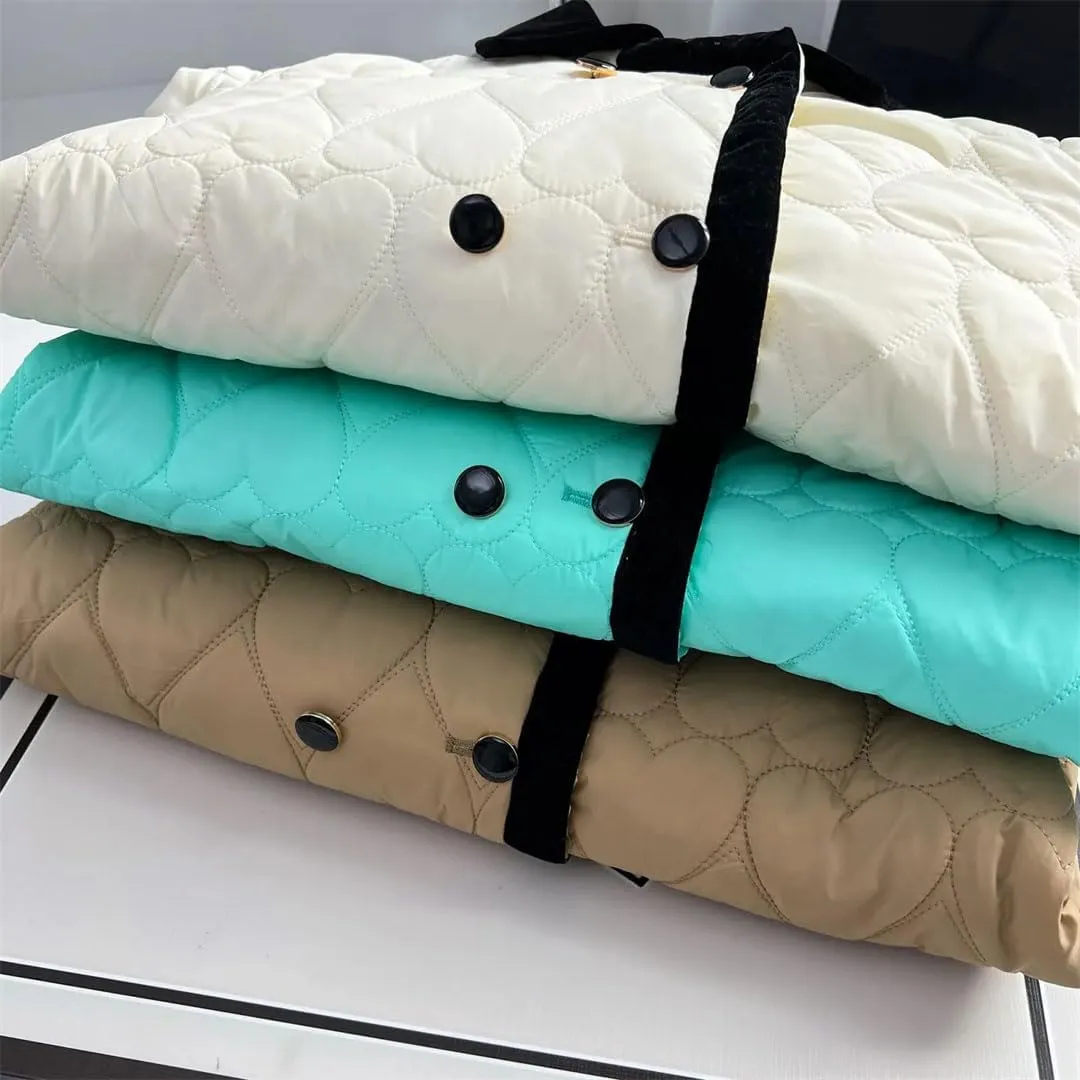Women's Autumn Winter Fashion Contrast Color Cotton-Padded Coat Warm Heart Shaped Parkas