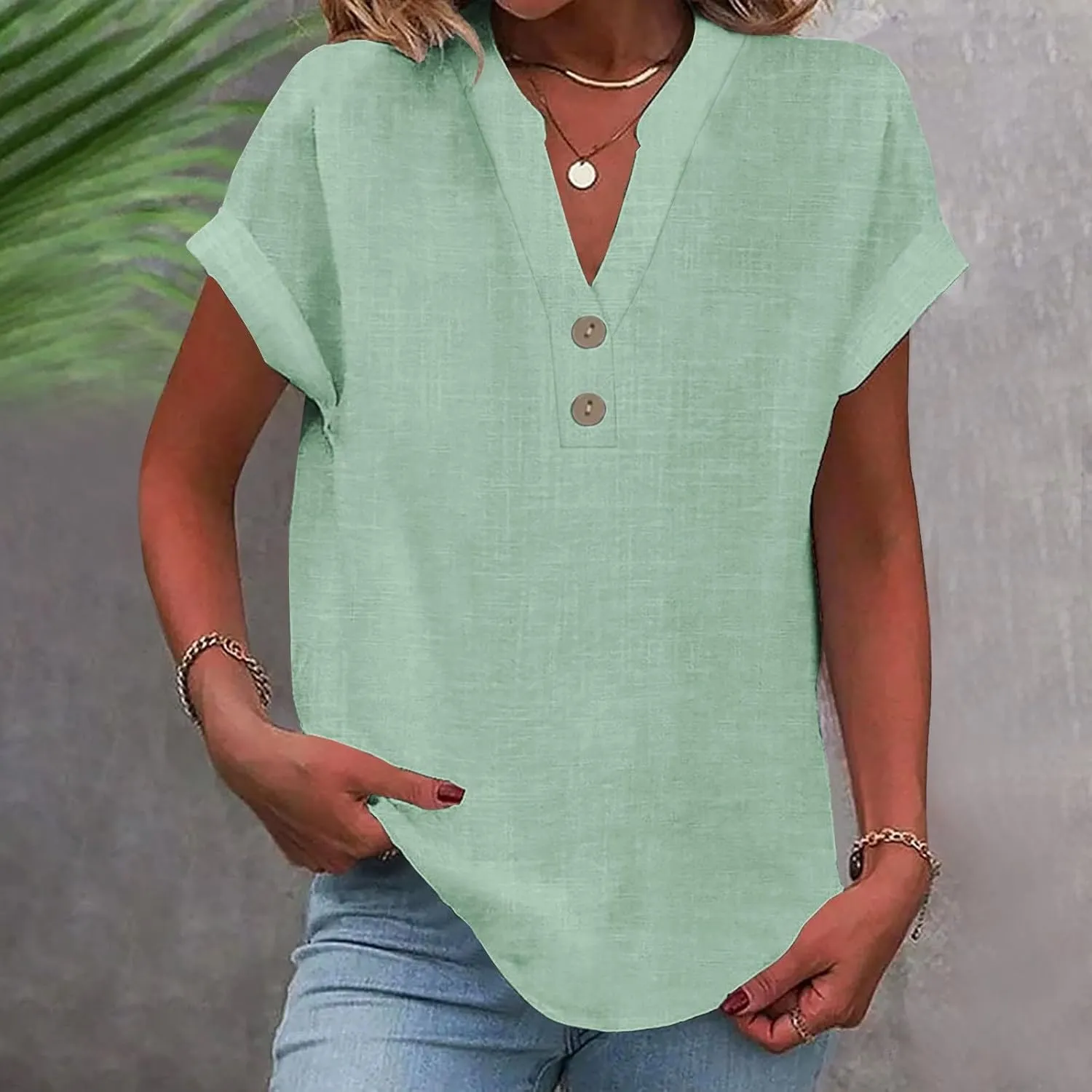 Womens Button Down Shirts Short Sleeve Cotton Gauze Tops Summer Beach Linen Shirt Dresses Blouses Oversized Coverups