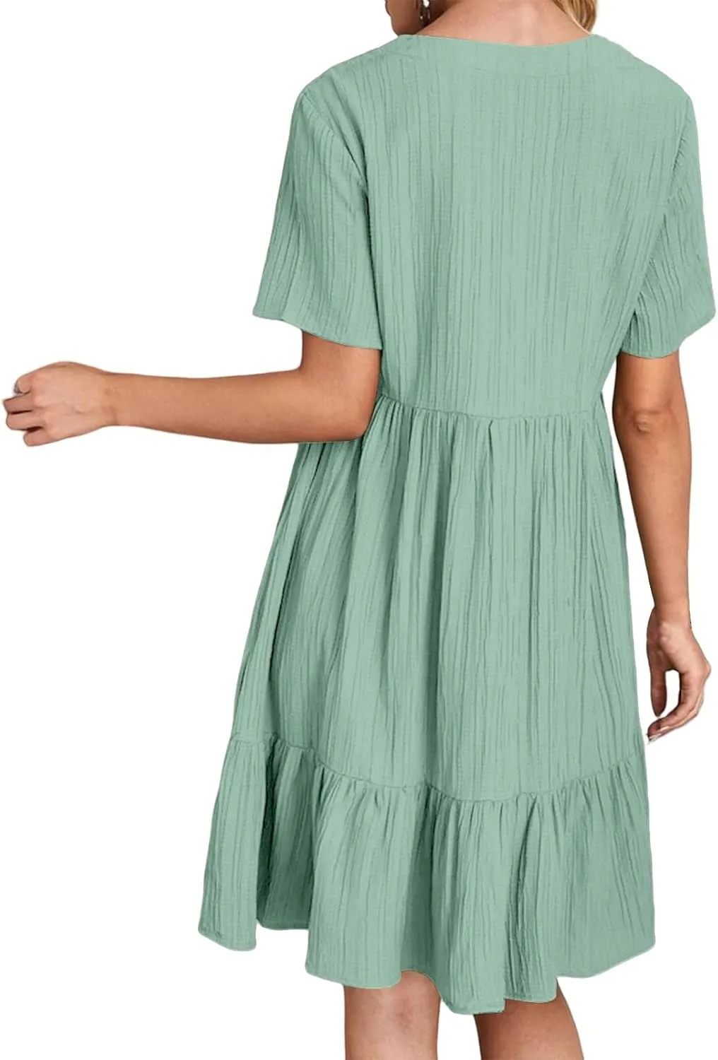Womens Casual Summer Dresses Flowy Sleeveless Midi Dress Beach Vacation Sundress Ruffle Swing Dress V Neck Comfy