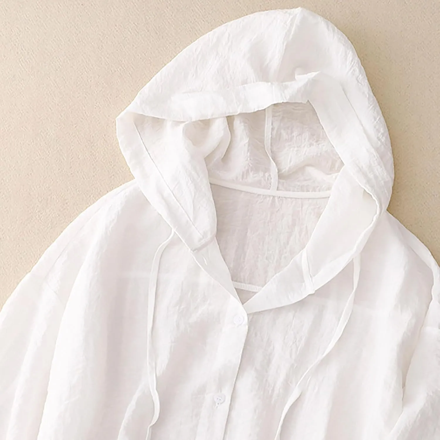 Womens Cotton Linen Hoodie Tops UPF 50  Sun Protection Shirts Long Sleeve Button Down Beach Shirt Blouses Cover up