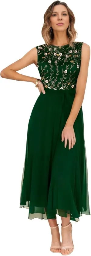 Women's Floral Embroidery Chiffon Mother of The Bride Dress 2025 Lace Appliques Formal Evening Gowns for Wedding DR0750