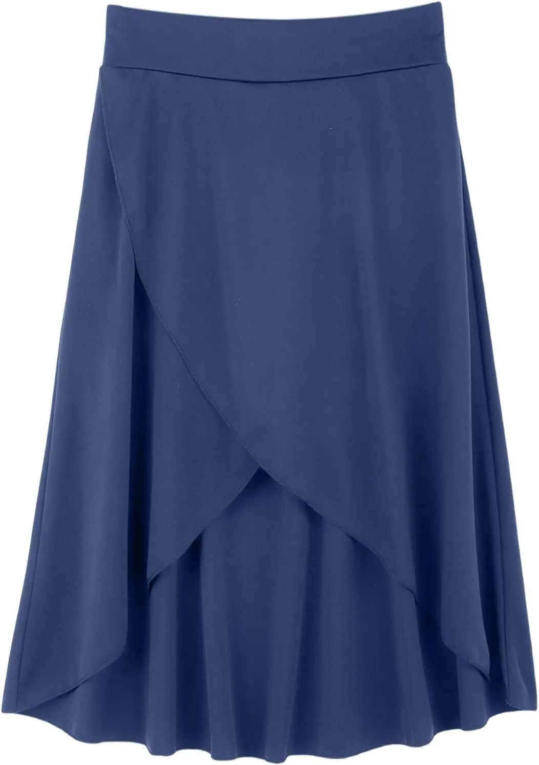 Women's High Waisted Ruffled Asymmetric Hem Long Skirt Split High Low Stretchy Skirt Handkerchief Hemline Midi Skirt