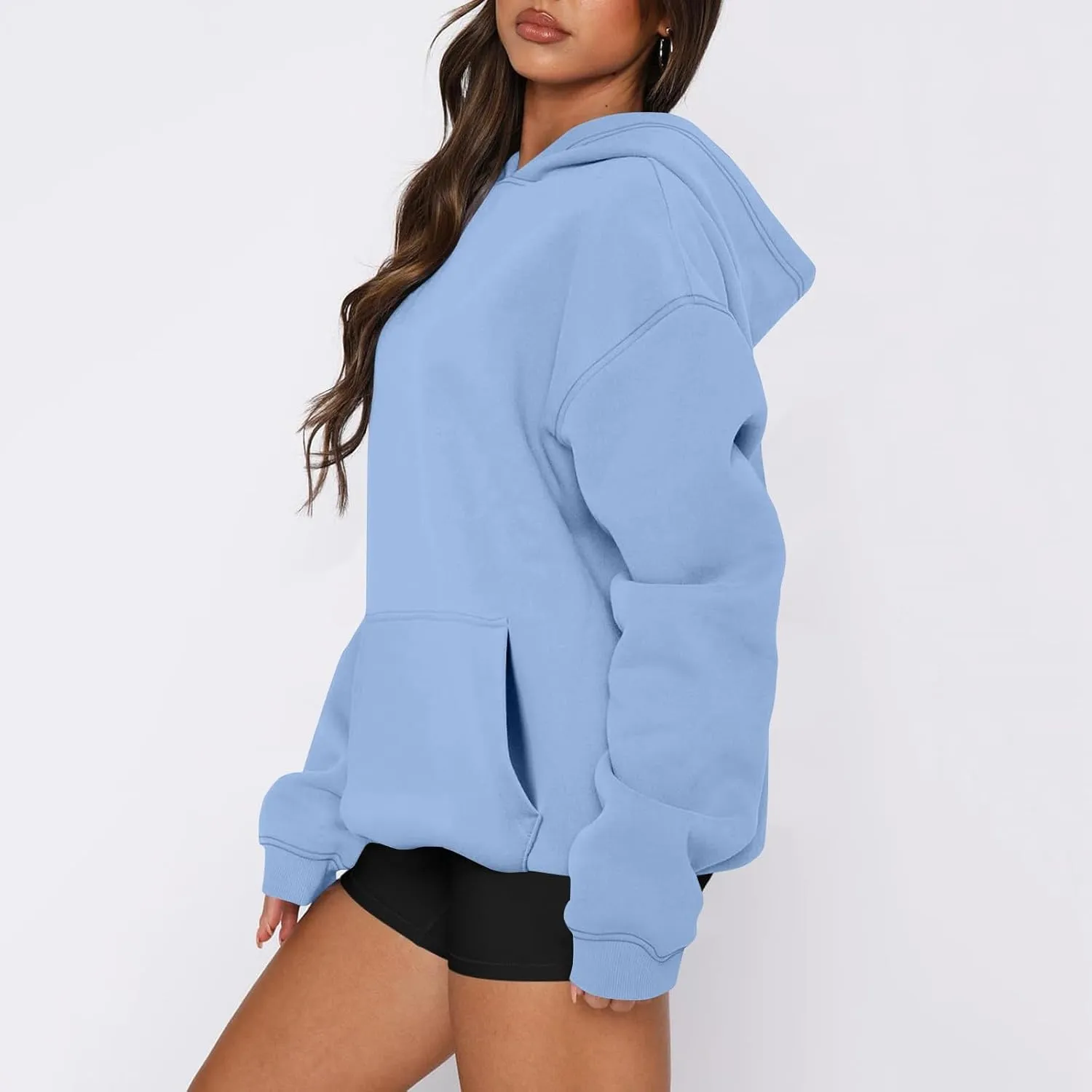 Womens Hoodies Pullover Fleece Lined Oversized Hooded Sweatshirts Teen Girls Sweaters Y2k Hoodie with Pockets
