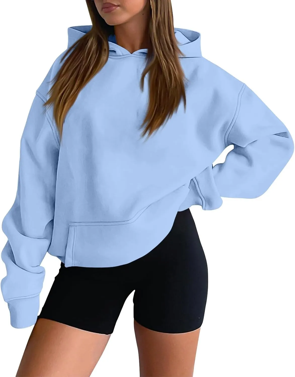 Womens Hoodies Pullover Fleece Lined Oversized Hooded Sweatshirts Teen Girls Sweaters Y2k Hoodie with Pockets
