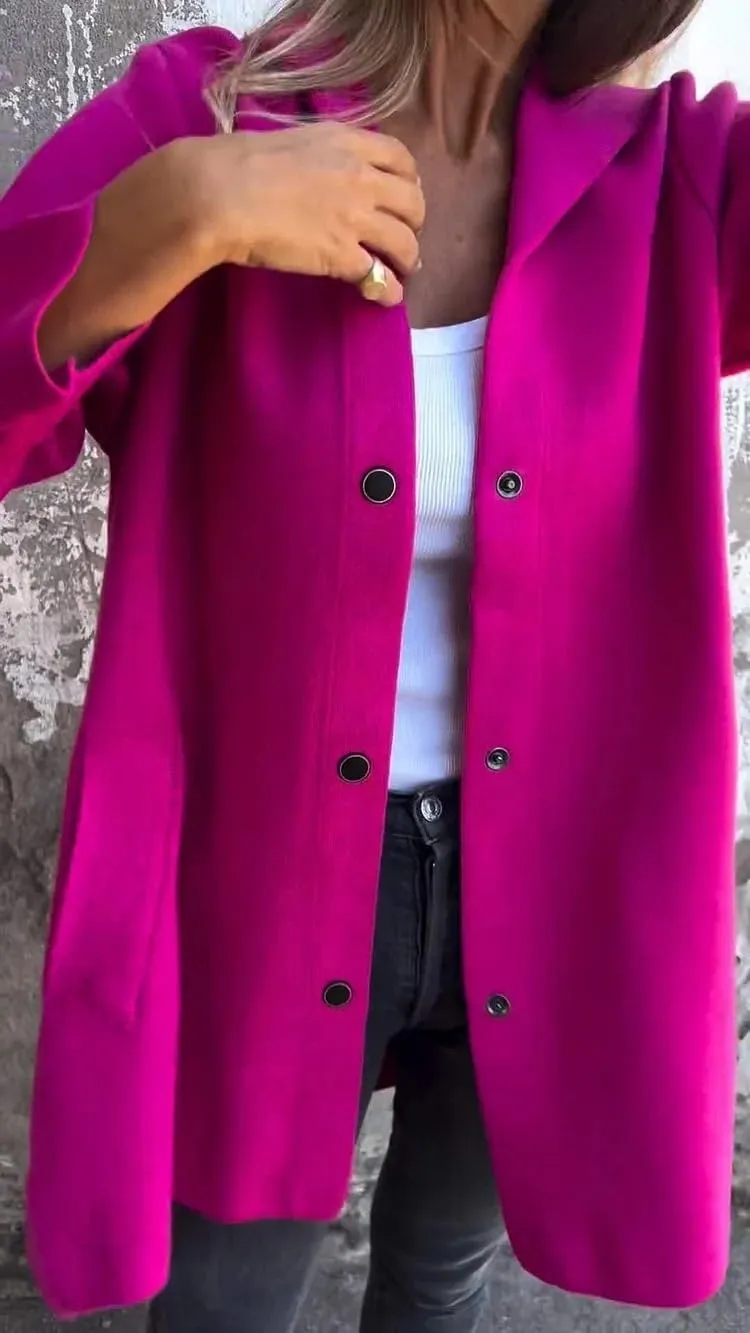 Womens Jackets Casual Single Breasted Hooded Jacket Lapel Neck Long Sleeve Solid Color Trench Coat for Women 2024