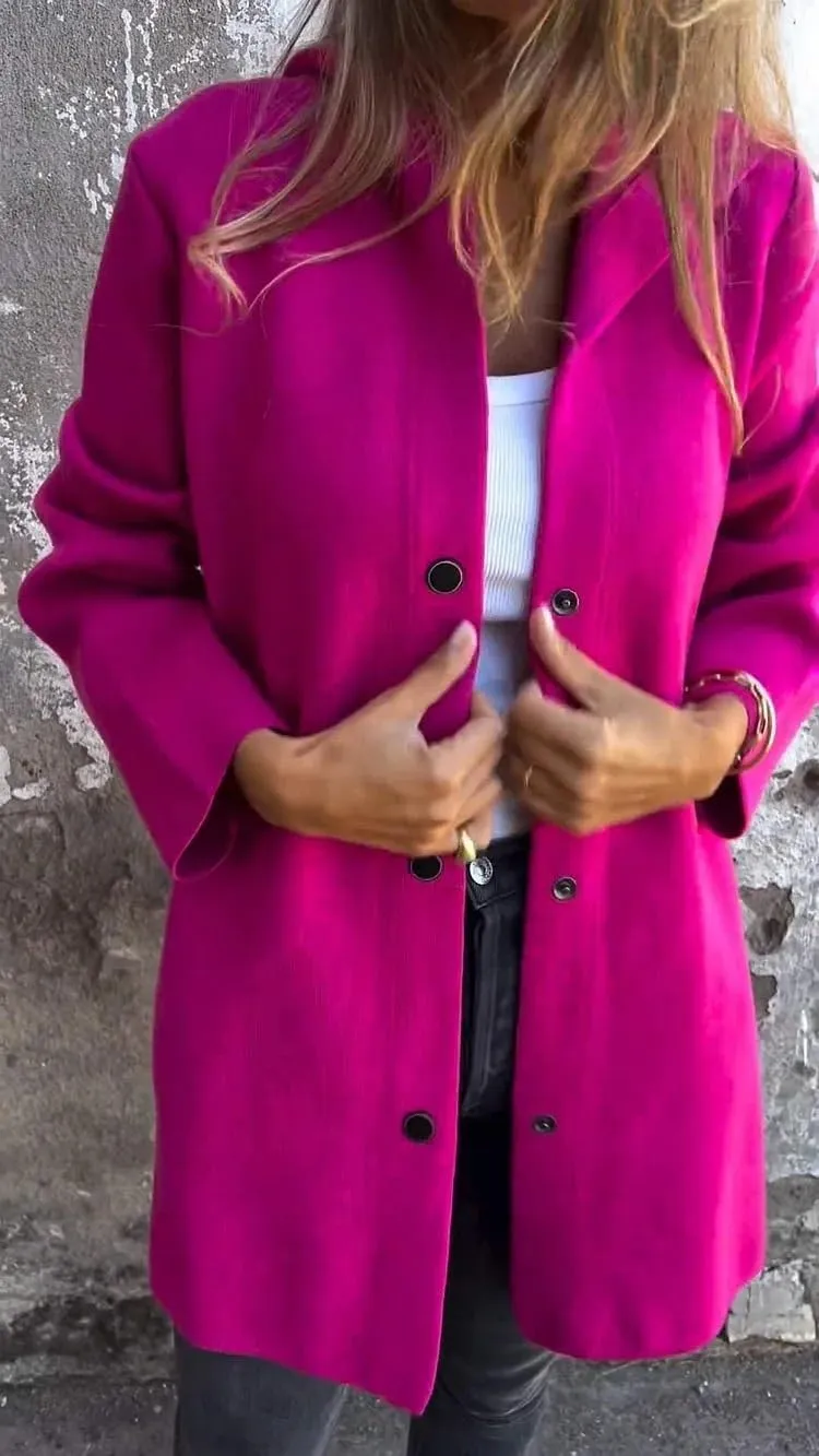 Womens Jackets Casual Single Breasted Hooded Jacket Lapel Neck Long Sleeve Solid Color Trench Coat for Women 2024