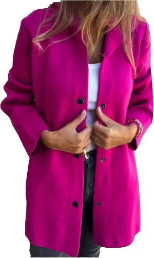 Womens Jackets Casual Single Breasted Hooded Jacket Lapel Neck Long Sleeve Solid Color Trench Coat for Women 2024