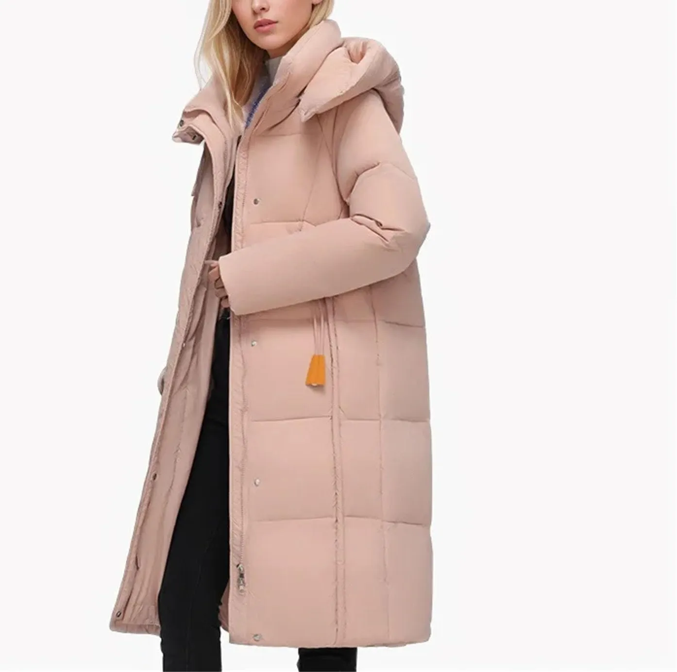 Women's Long Over-The-Knee Parkas Coats Hooded Vintage Thicken Cotton-Padded Jacket