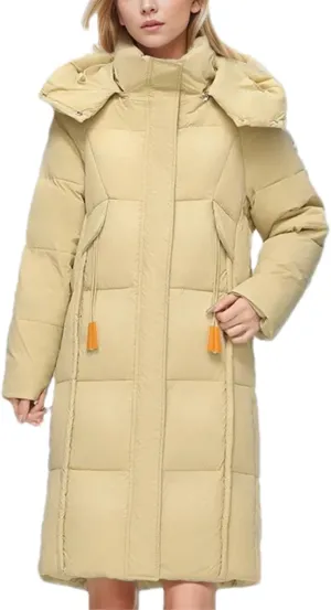 Women's Long Over-The-Knee Parkas Coats Hooded Vintage Thicken Cotton-Padded Jacket