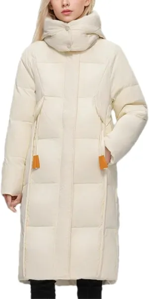 Women's Long Over-The-Knee Parkas Coats Hooded Vintage Thicken Cotton-Padded Jacket