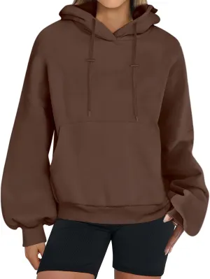 Women's Oversized Hoodies Lantern Sleeve Fleece Sweatshirts Fall Loose Pullover Teen Girls Preppy Top Clothes