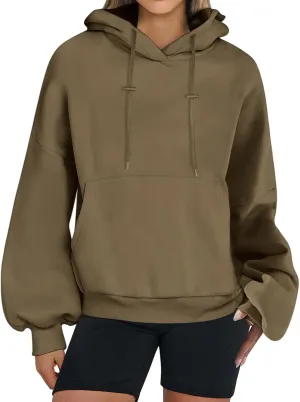Women's Oversized Hoodies Lantern Sleeve Fleece Sweatshirts Fall Loose Pullover Teen Girls Preppy Top Clothes