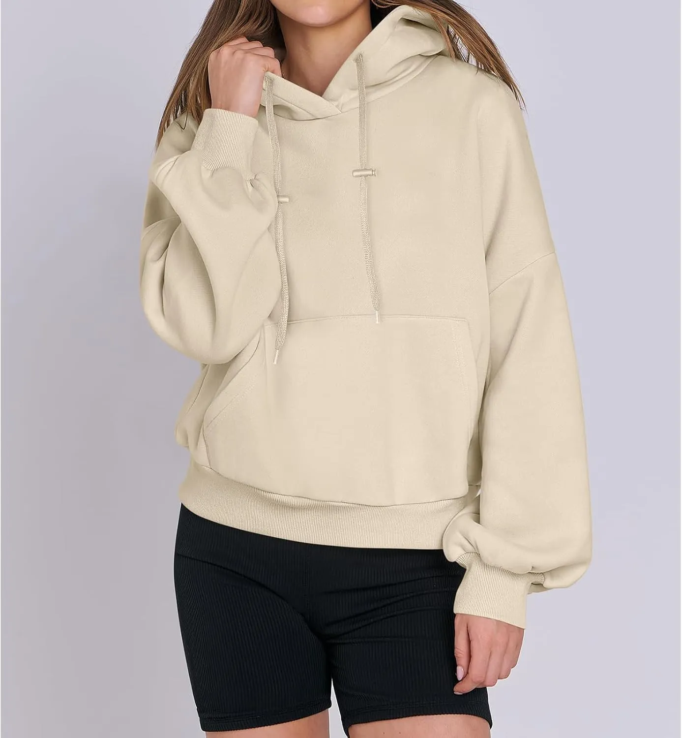 Women's Oversized Hoodies Lantern Sleeve Fleece Sweatshirts Fall Loose Pullover Teen Girls Preppy Top Clothes