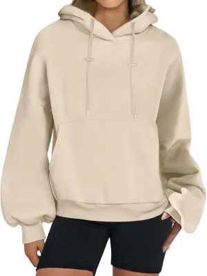 Women's Oversized Hoodies Lantern Sleeve Fleece Sweatshirts Fall Loose Pullover Teen Girls Preppy Top Clothes